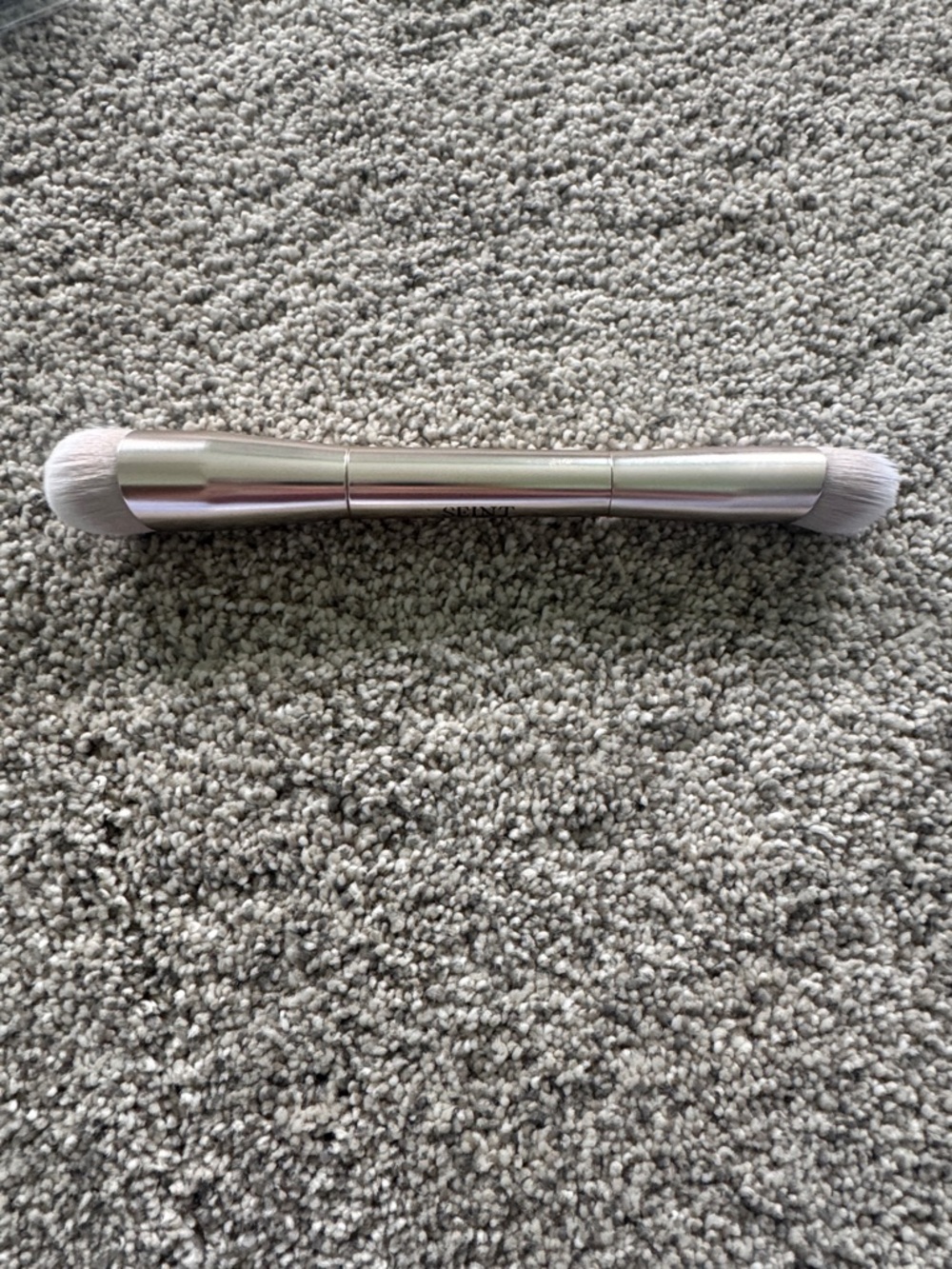 Double-Ended Silver Makeup Brush - Women Accessories